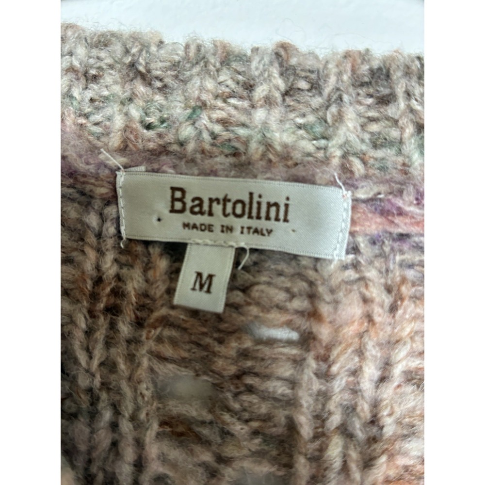 bartolini sweater Sz M Open Knit Wool Blend Made In Italy Crew Neck Casual - Picture 3 of 8